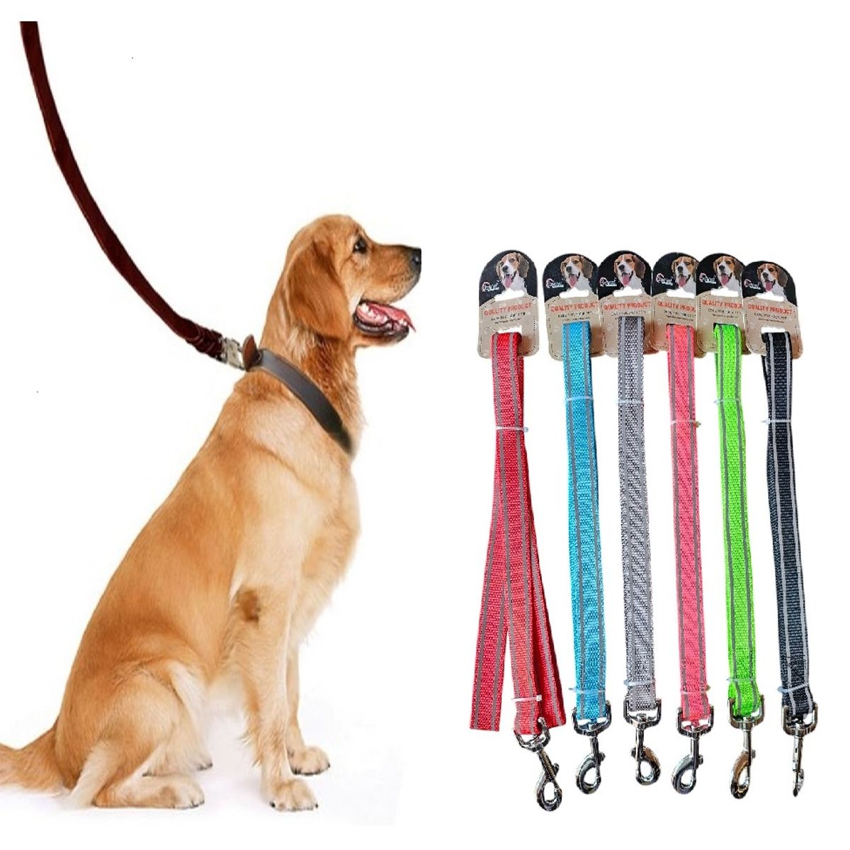 GENERICO - Correa Paseo Mascota Perros Reflectante 120 Cm Color Rojo