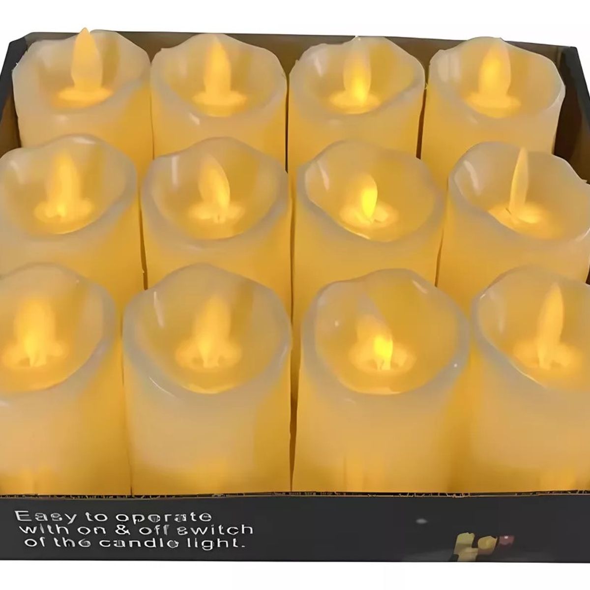 MUNDO MAGIA - Pack 12 Vela Led Blanco Luz Cálida +pilas 11 Cm