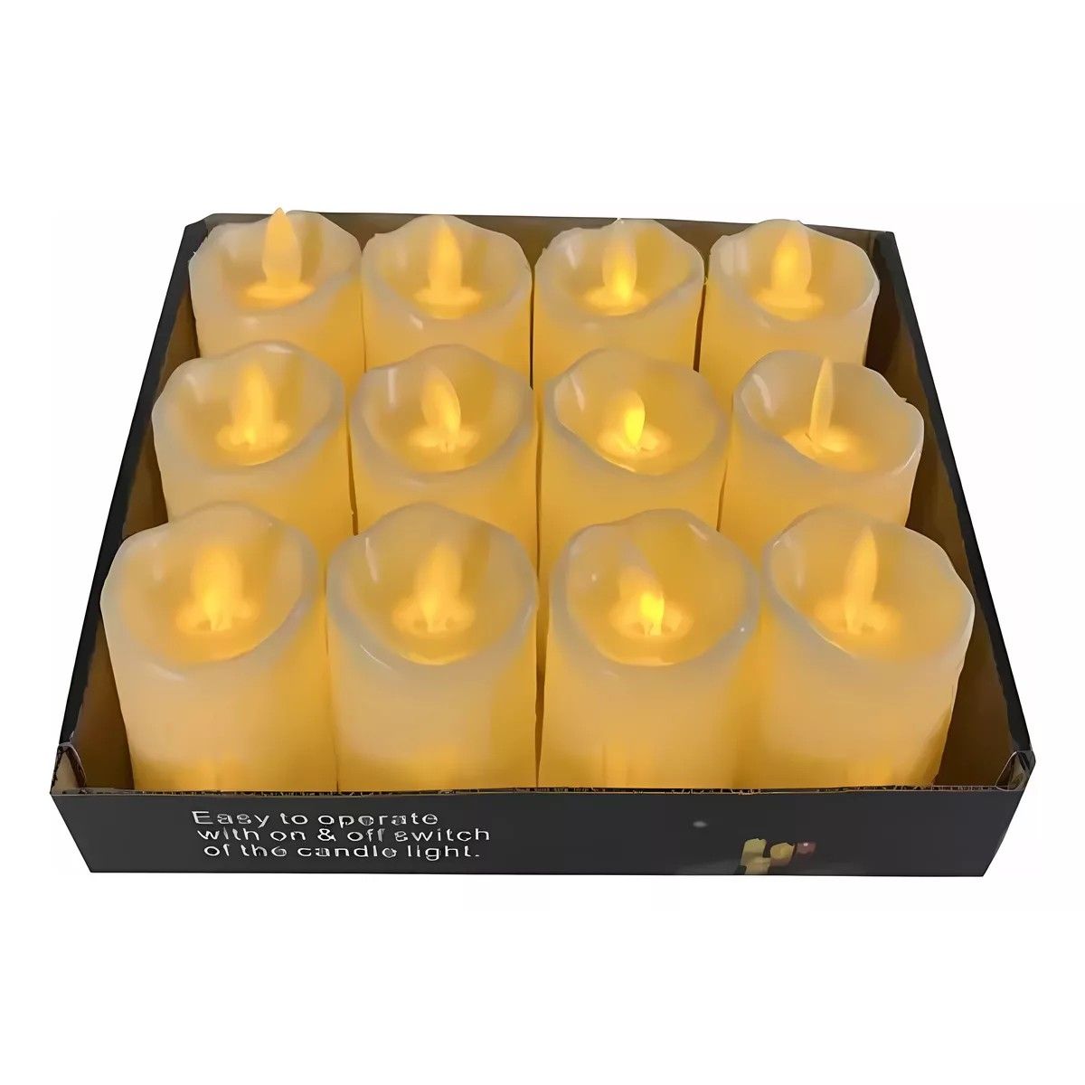 MUNDO MAGIA - Pack 12 Vela Led Blanco Luz Cálida +pilas 11 Cm