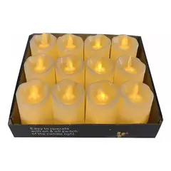 MUNDO MAGIA - Pack 12 Vela Led Blanco Luz Cálida +pilas 11 Cm