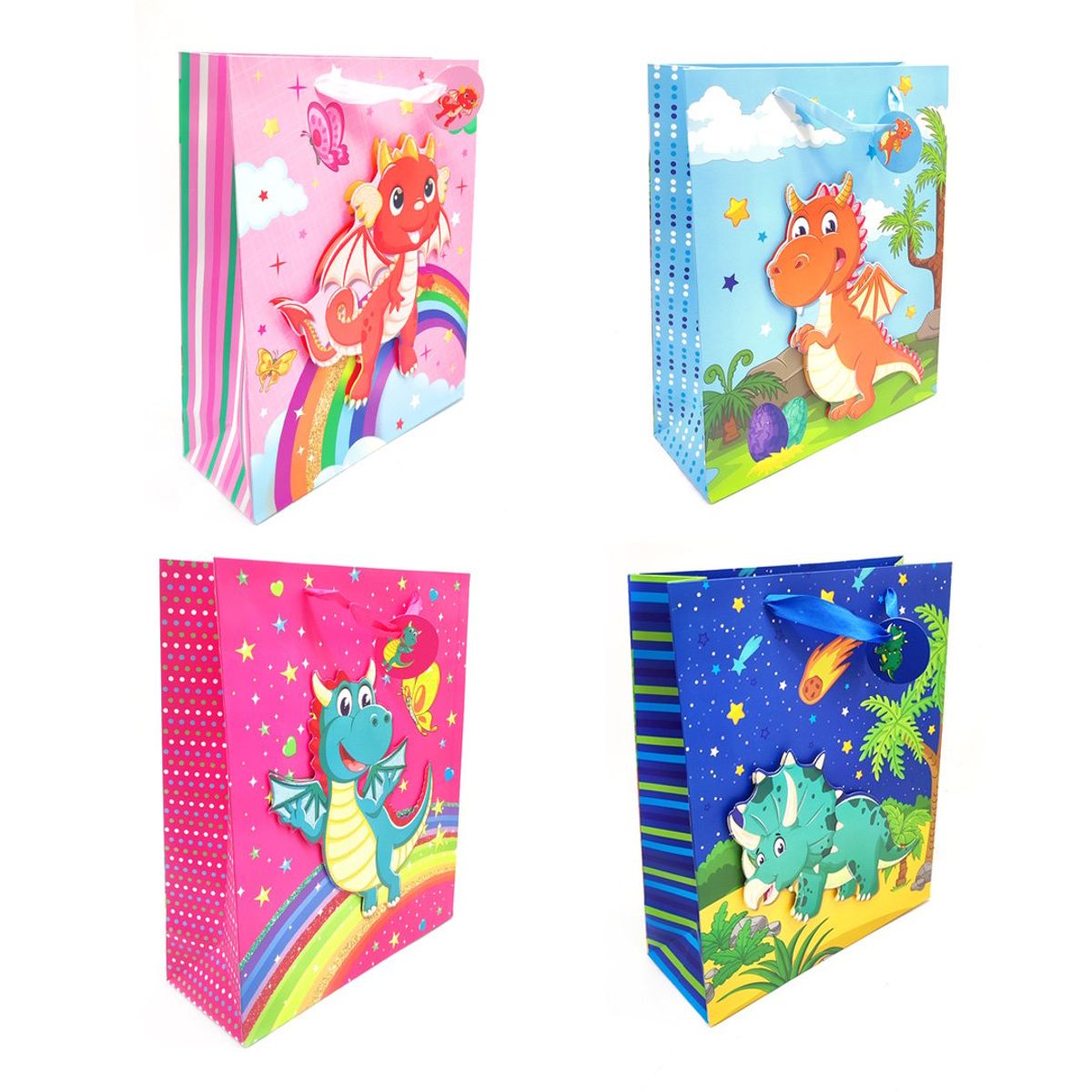 GENERICO - BOLSA DE REGALO DINOSAURIOS 26X32 X12 UNI