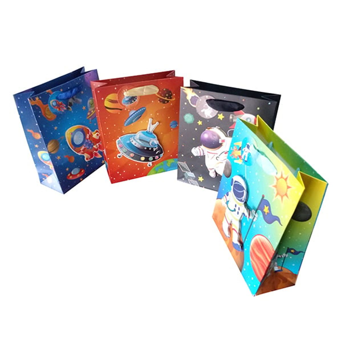 GENERICO - BOLSA DE REGALO ESPACIAL 3D 19X23.5 CM x 12UNI