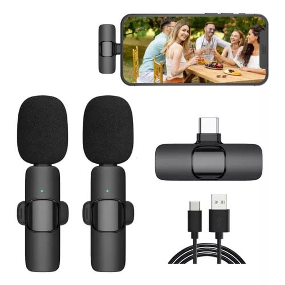 GENERICO - 2 Micrófono Inalámbrico Doble Compacto Usb-c