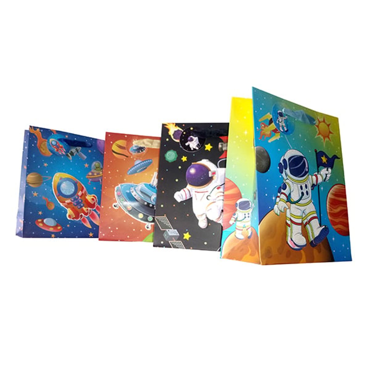 GENERICO - BOLSA DE REGALO ESPACIAL 3D 30X40 CM X12 UNI