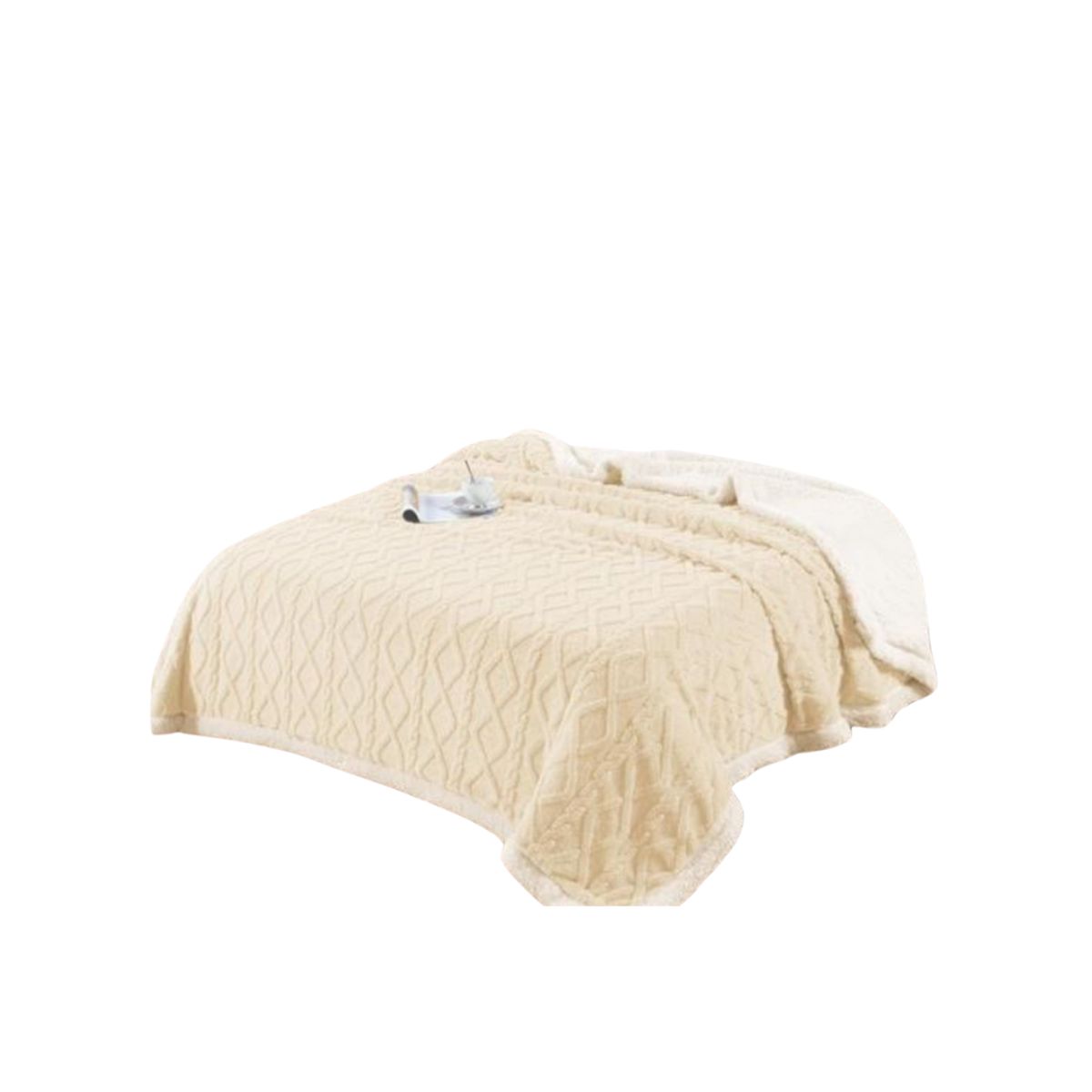 GENERICO - Frazada Polar Sherpa 2 Plazas Tejido Relieve Trenza 230x200cm