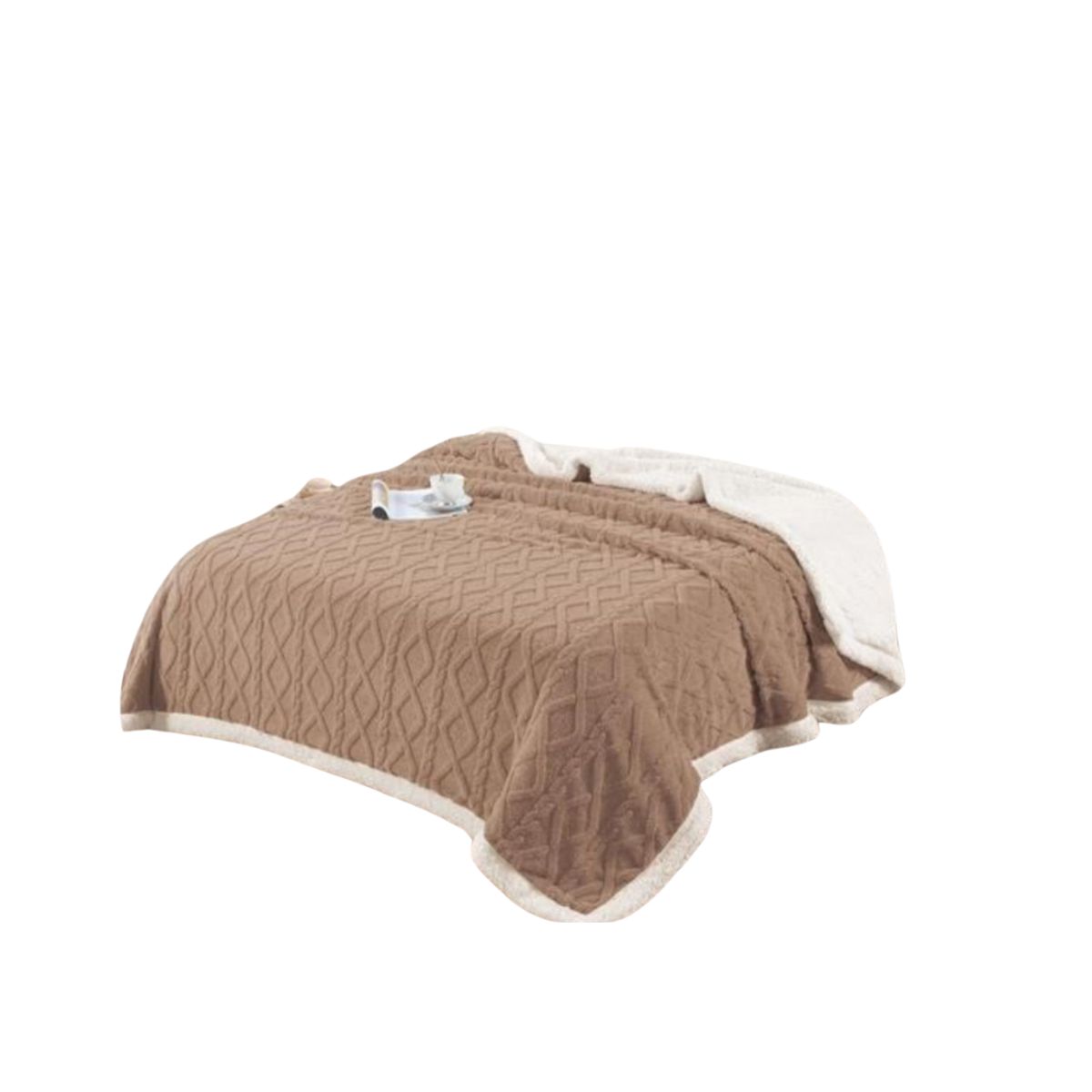 GENERICO - Frazada Polar Sherpa 2 Plazas Tejido Relieve Trenza 230x200cm