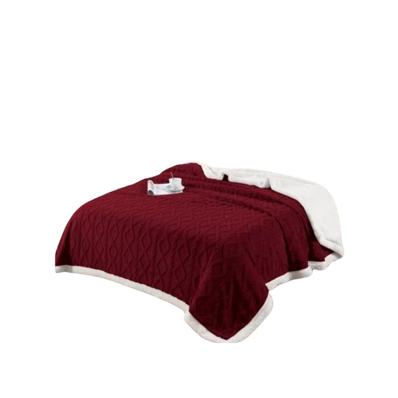 GENERICO - Frazada Polar Sherpa 2 Plazas Tejido Relieve Trenza 230x200cm