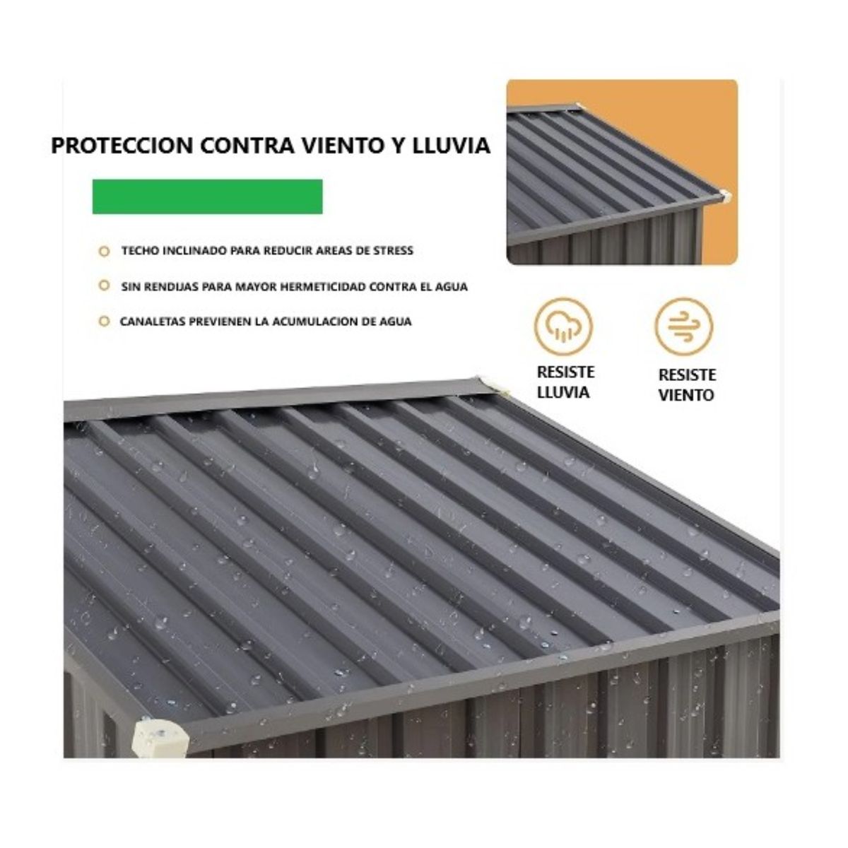 OPITRA - Bodega de Jardín Gris Oscuro 2.16 M2 184x196x110 cm OPITRA