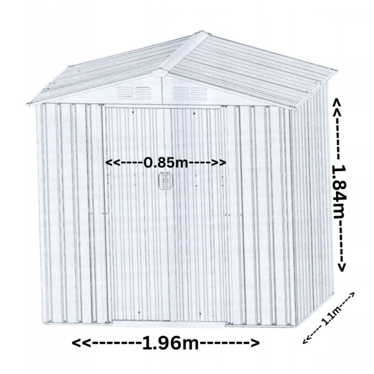 OPITRA - Bodega de Jardín Gris Oscuro 2.16 M2 184x196x110 cm OPITRA