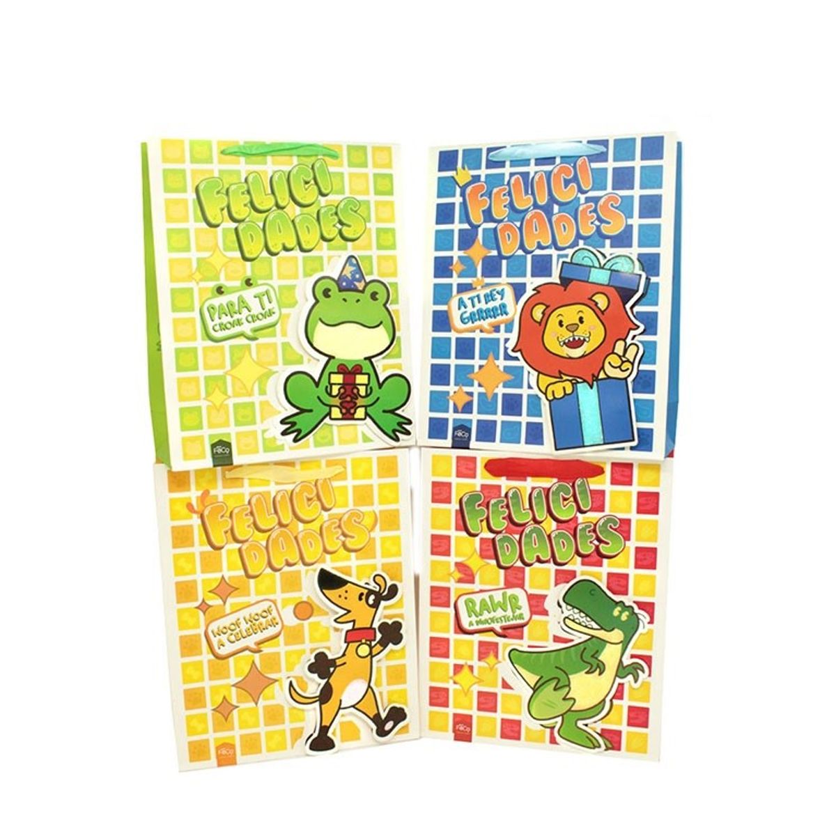 GENERICO - BOLSA DE REGALO FELICIDADES ANIMALES NINO 18X23 X12 UNI