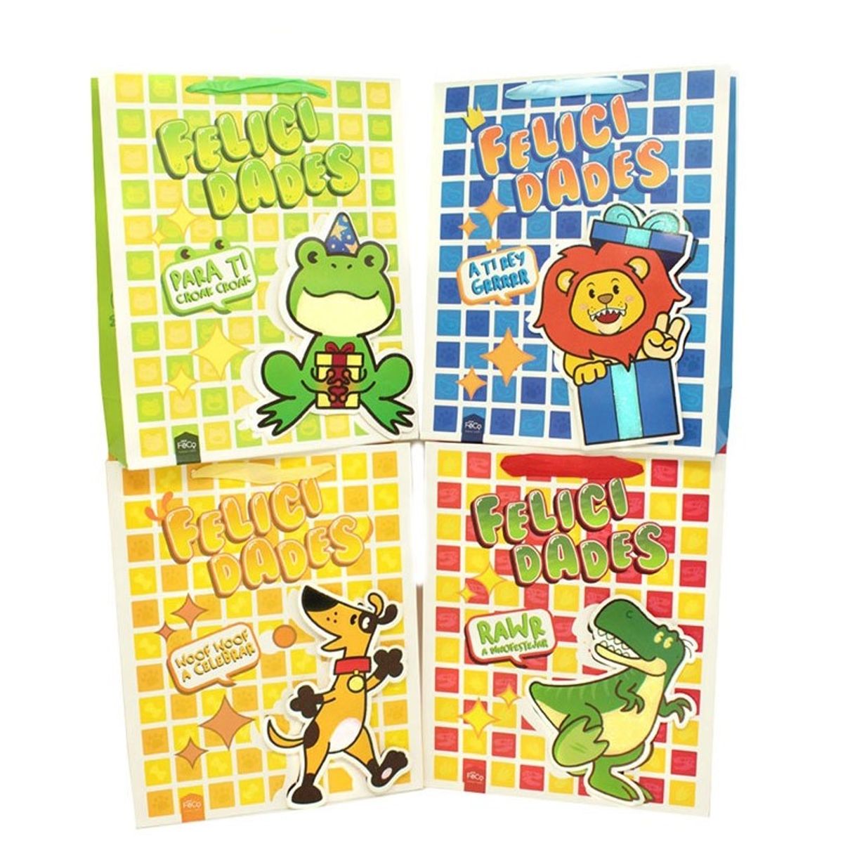 GENERICO - BOLSA DE REGALO FELICIDADES ANIMALES NINO 26X32 X12 UNI