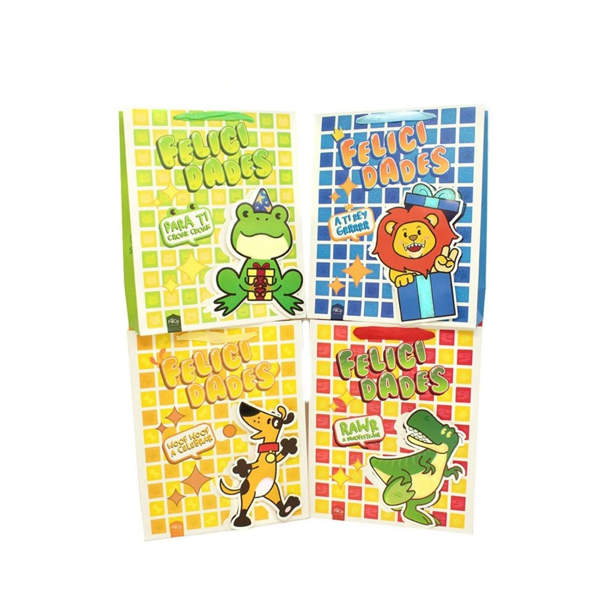 GENERICO - BOLSA DE REGALO FELICIDADES ANIMALES NINO 26X32 X12 UNI