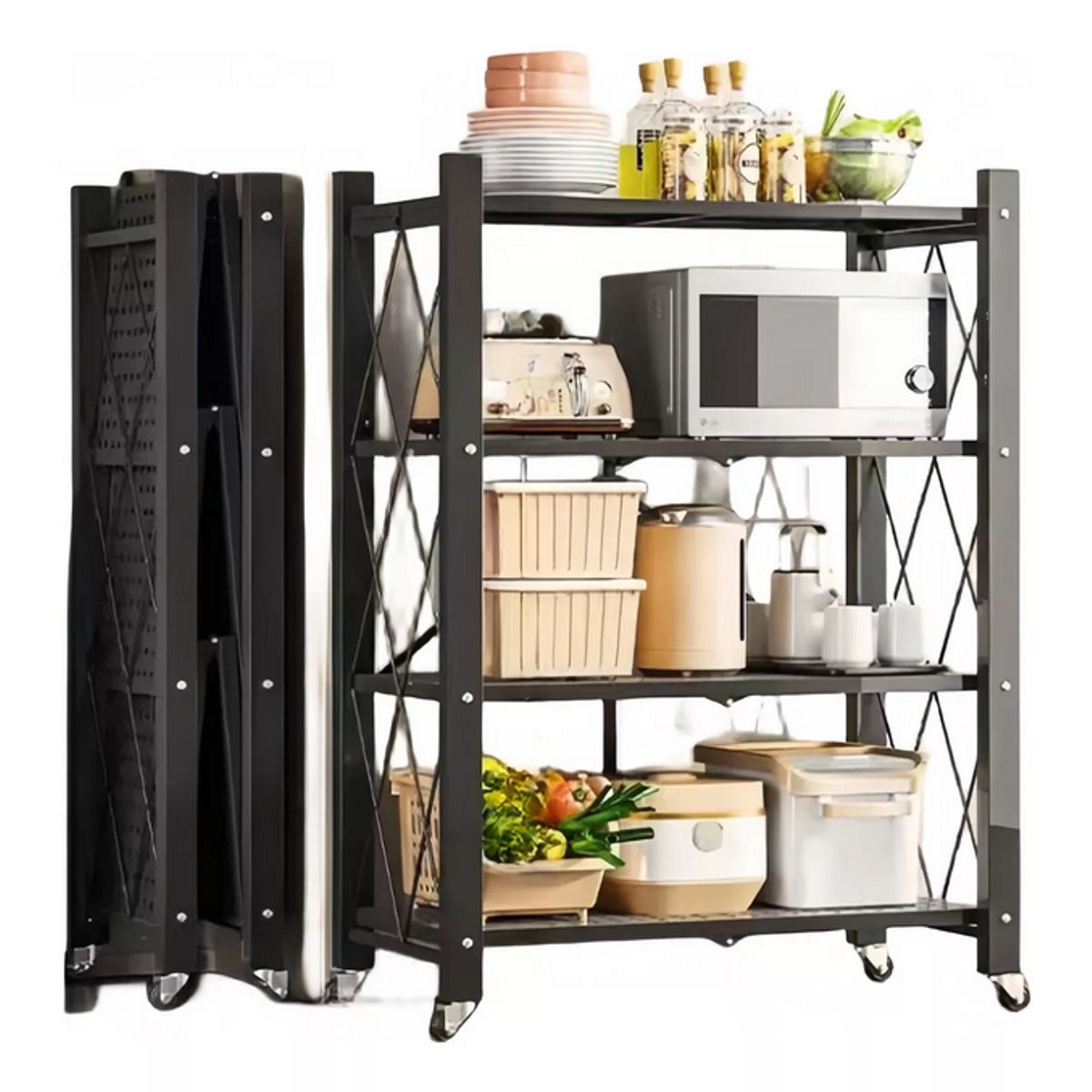 GENERICO - Estante Organizador Plegable Metálico Multiuso 4 Niveles