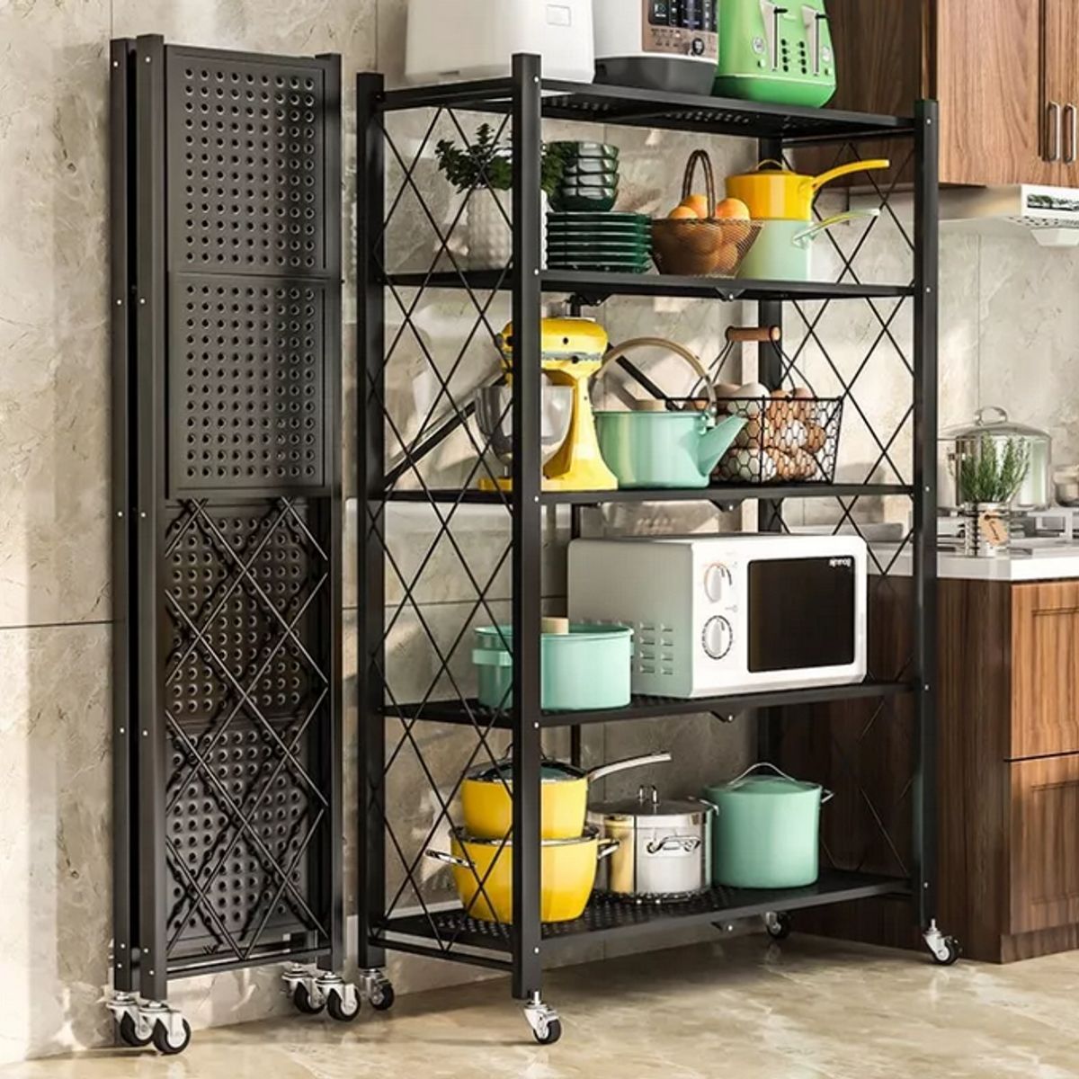 GENERICO - Estante Organizador Plegable Metálico Multiuso 4 Niveles