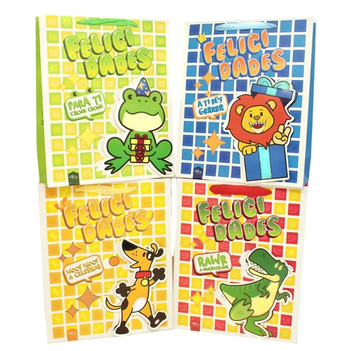 GENERICO - BOLSA DE REGALO FELICIDADES ANIMALES NINO 30X40 X12 UNI