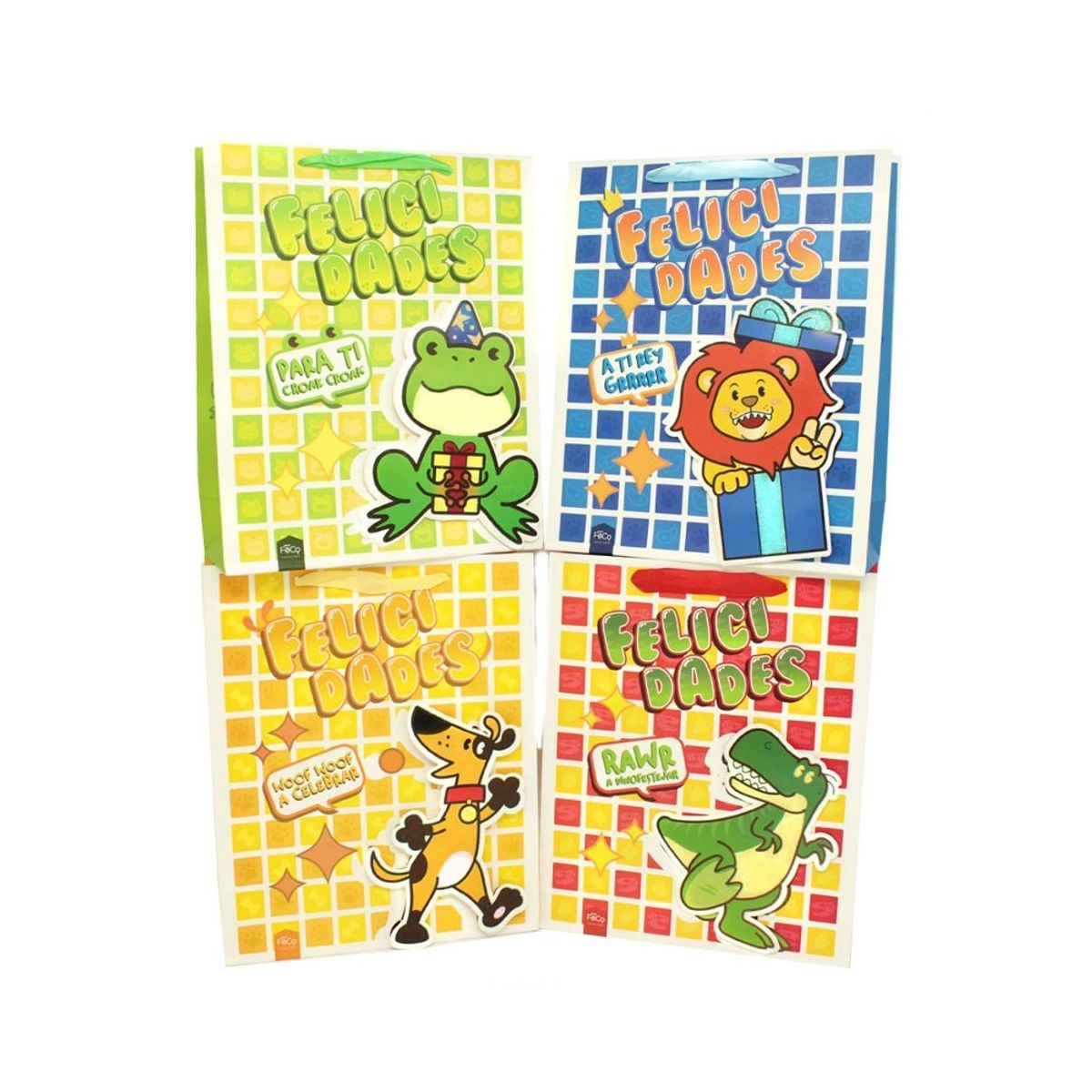 GENERICO - BOLSA DE REGALO FELICIDADES ANIMALES NINO 30X40 X12 UNI