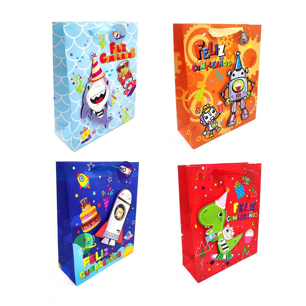 GENERICO - BOLSA DE REGALO FELIZ CUMPLE NINOS 30X40 X12 UNI