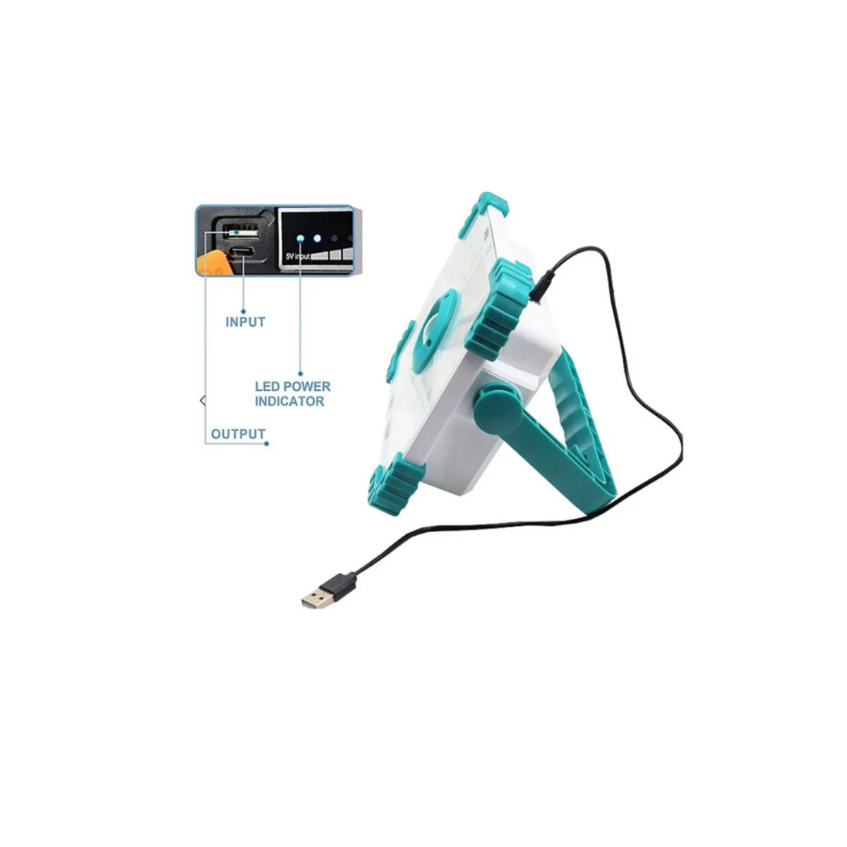 GENERICO - Lampara linterna con panel solar LED 100w recargable gancho