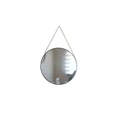 GENERICO - ESPEJO DE PARED REDONDO 50 CM MARCO NEGRO - COLGANTE CORDEL