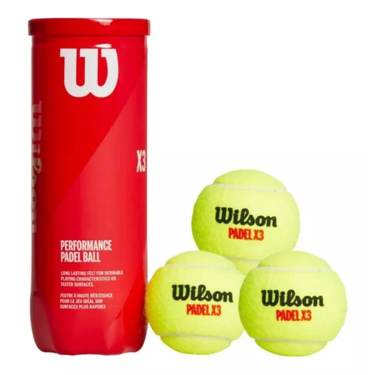WILSON - Pelota Pádel Performance X3 Wilson Tarro 3 Unid Profesional