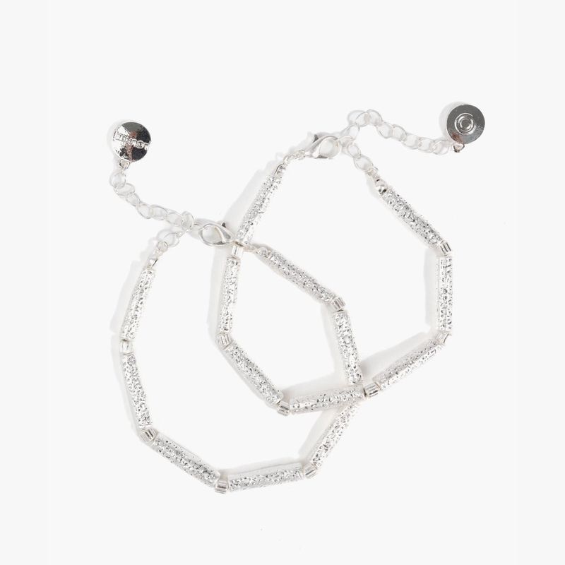 LOUNGE - Set Pulseras Mujer Mostacillas Tubos De Metal