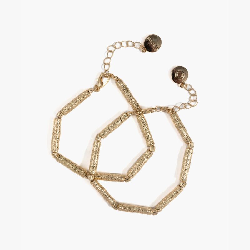 LOUNGE - Set Pulseras Mujer Mostacillas Tubos De Metal