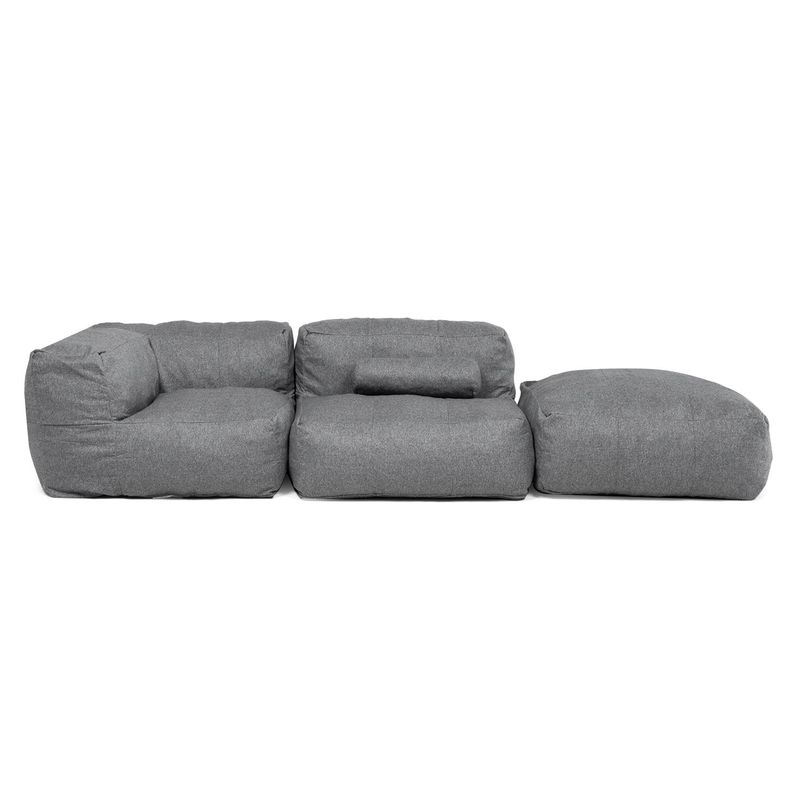 RELAN - Sillón Pouf Seccional Gris / Pouf Sala de Estar Relan