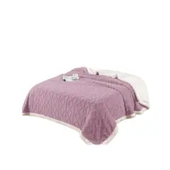 GENERICO - Frazada Manta Polar Sherpa 1.5 Plaza y Media Relieve Trenza 200x150cm