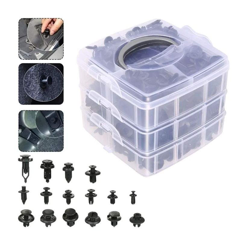GENERICO - Caja 620 Clips Broche Retencion Lata Plastico Auto Tapabarro