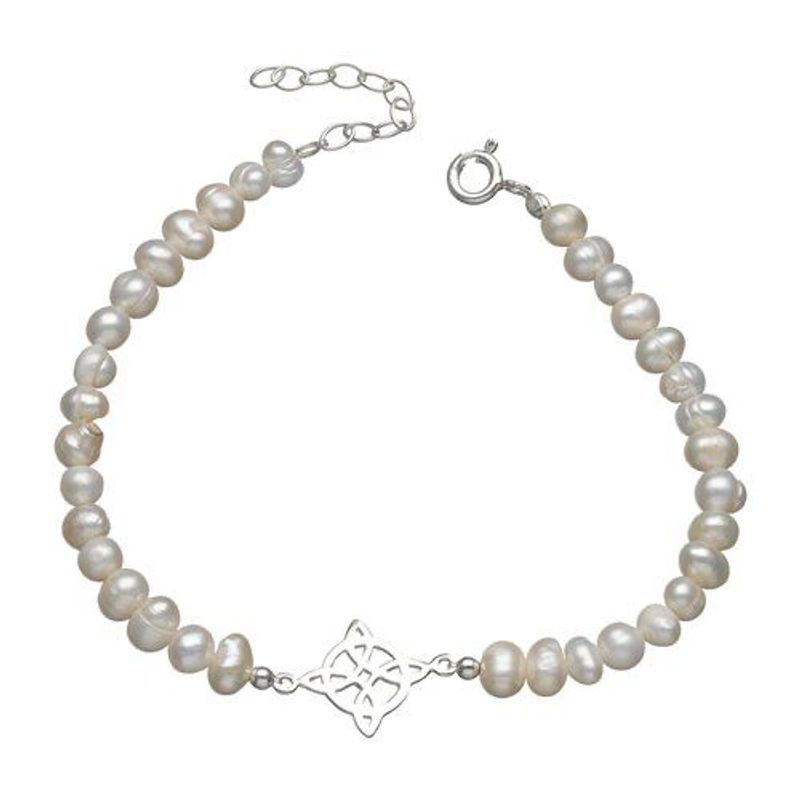 GENERICO - Pulsera Nudo De Brujas Plata Fina Perlas Naturales Proteccion