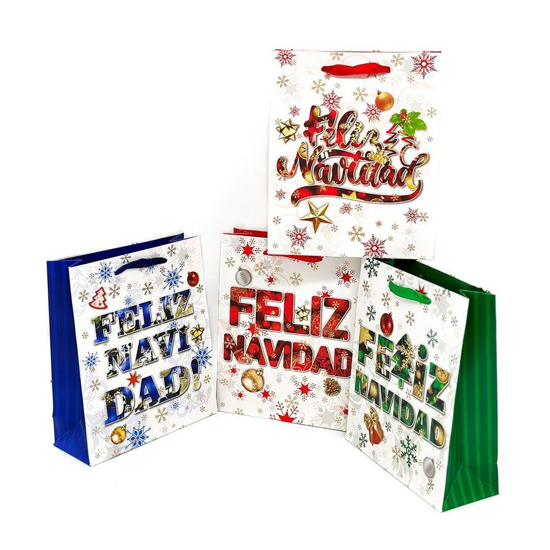 GENERICO - BOLSA DE REGALO FELIZ NAVIDAD 26X32 X12 UNI