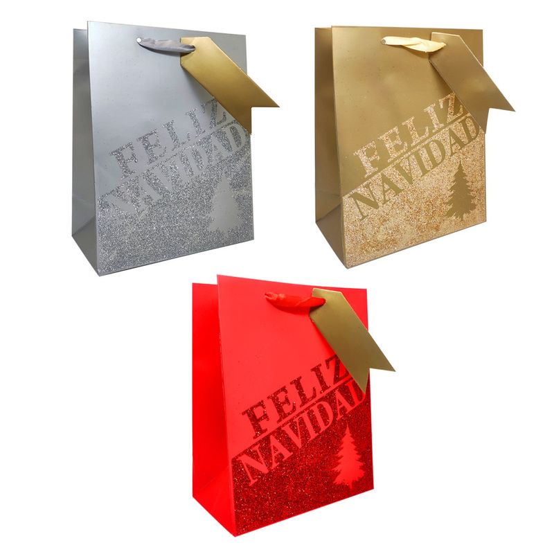 GENERICO - BOLSA DE REGALO FELIZ NAVIDAD MATE 30X40 X1UNI