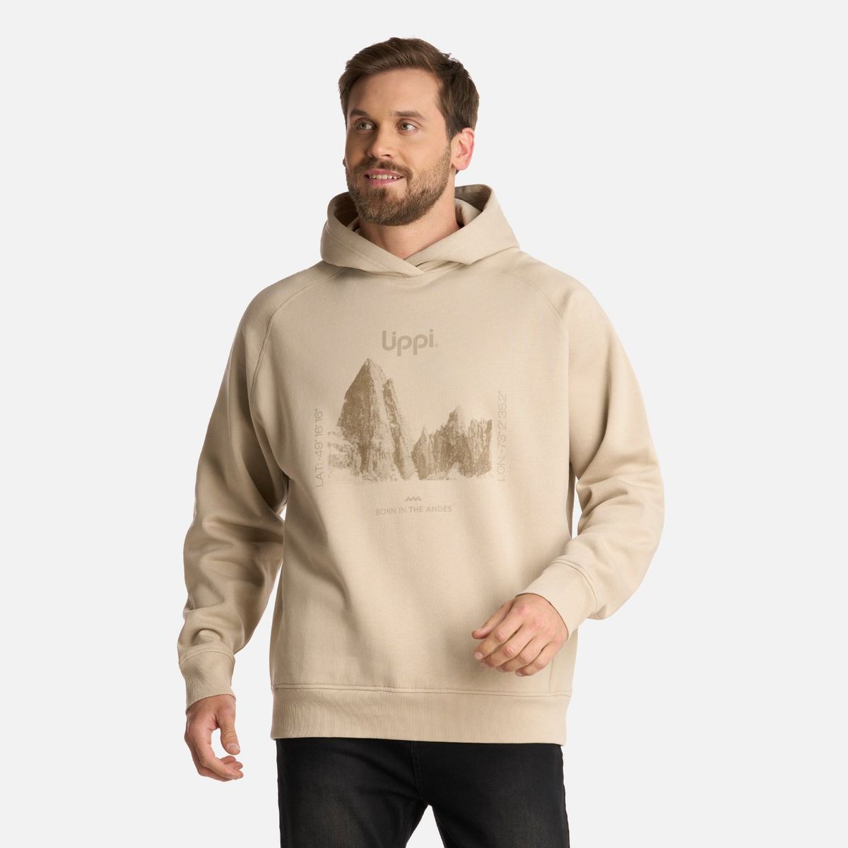 LIPPI - Polerón Hombre Insigne Hoody Sweatshirt Front Print Beige Lippi