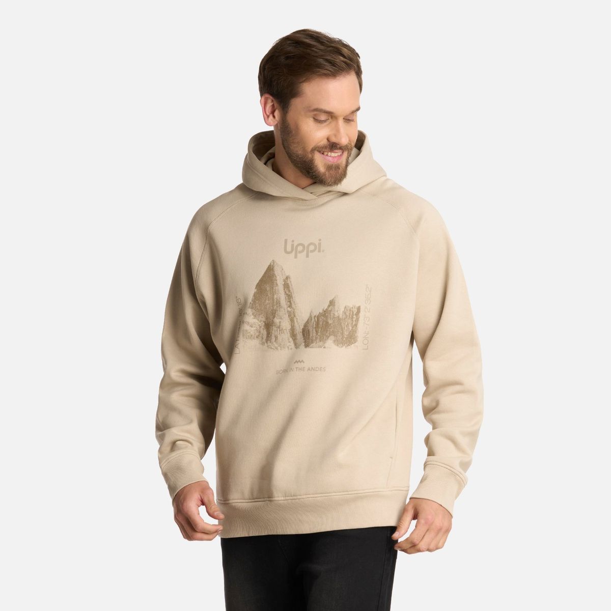 LIPPI - Polerón Hombre Insigne Hoody Sweatshirt Front Print Beige Lippi