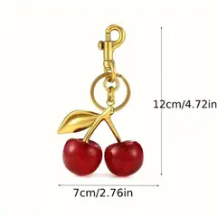 GENERICO - LLavero de cereza roja para mujer colgante de frutas y cerezas