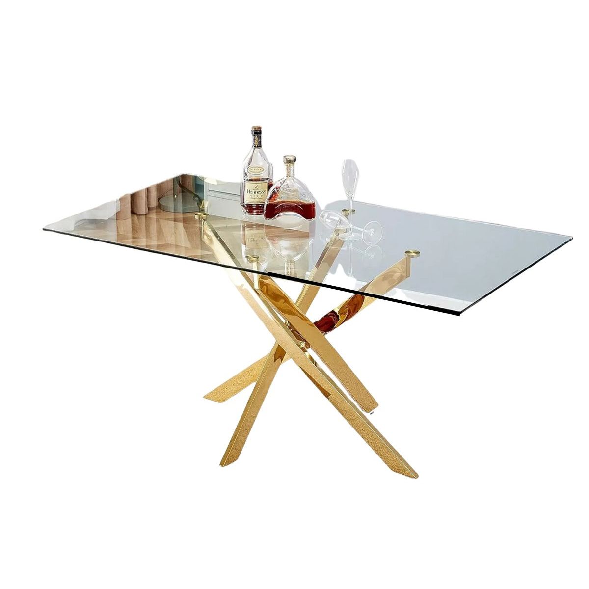 HABITA2 CHILE - Mesa de Comedor Dubai Gold Rectangular 140x80