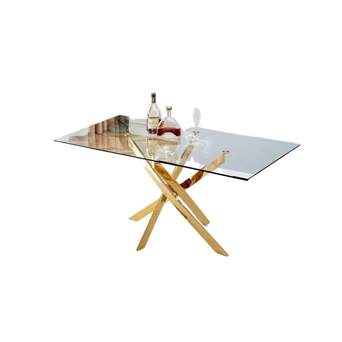 HABITA2 CHILE - Mesa de Comedor Dubai Gold Rectangular 140x80