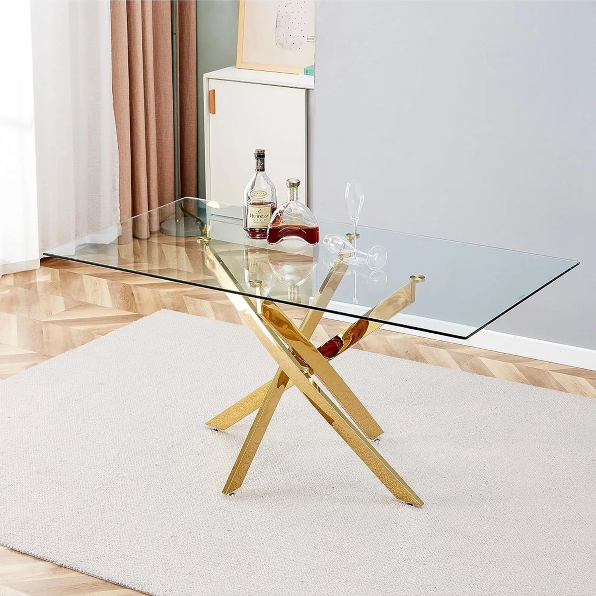 HABITA2 CHILE - Mesa de Comedor Dubai Gold Rectangular 140x80