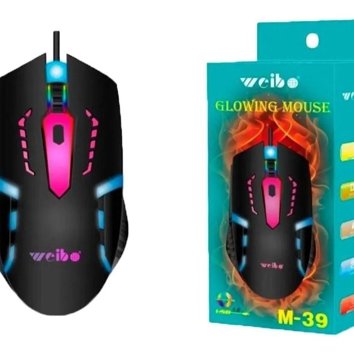 GEN - Mouse Gamer Usb Optico Alambrico Retro Iluminado