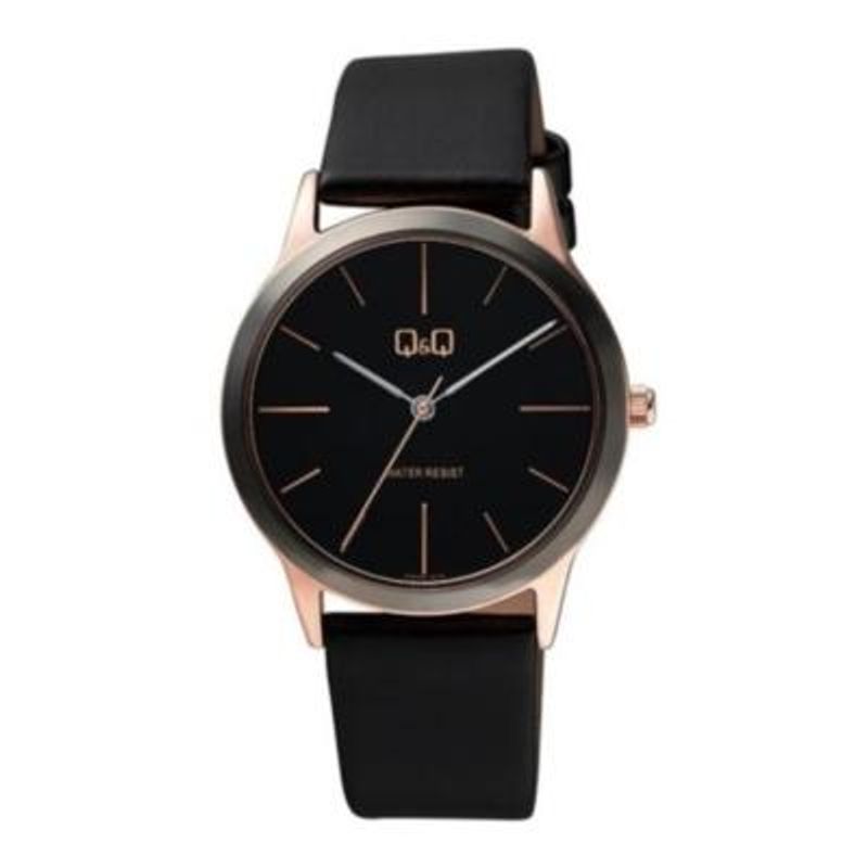 Q&Q - Reloj Qb36j502y Hombre Analogo Cuero - Negro