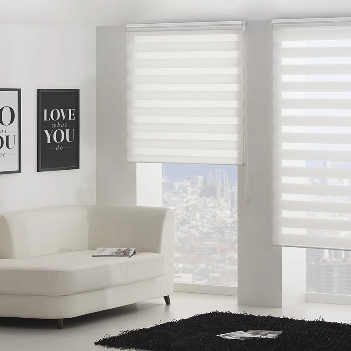 HAPPYDAYS - CORTINA ROLLER DUO PERSIANA ENROLLABLE DIA Y NOCHE 220X200 BLANCO