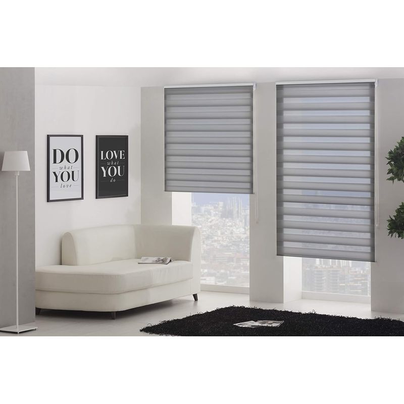 HAPPYDAYS - CORTINA ROLLER DUO PERSIANA ENROLLABLE DIA Y NOCHE 220X200 GRIS