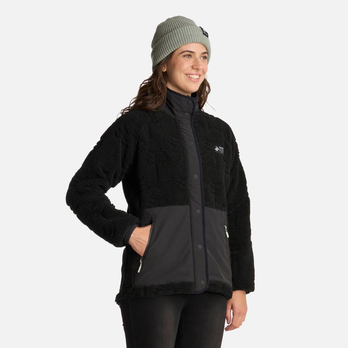 HAKA HONU - Polerón Mujer Zip-porrito Negro Haka Honu