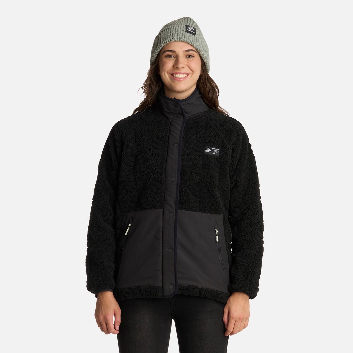 HAKA HONU - Polerón Mujer Zip-porrito Negro Haka Honu