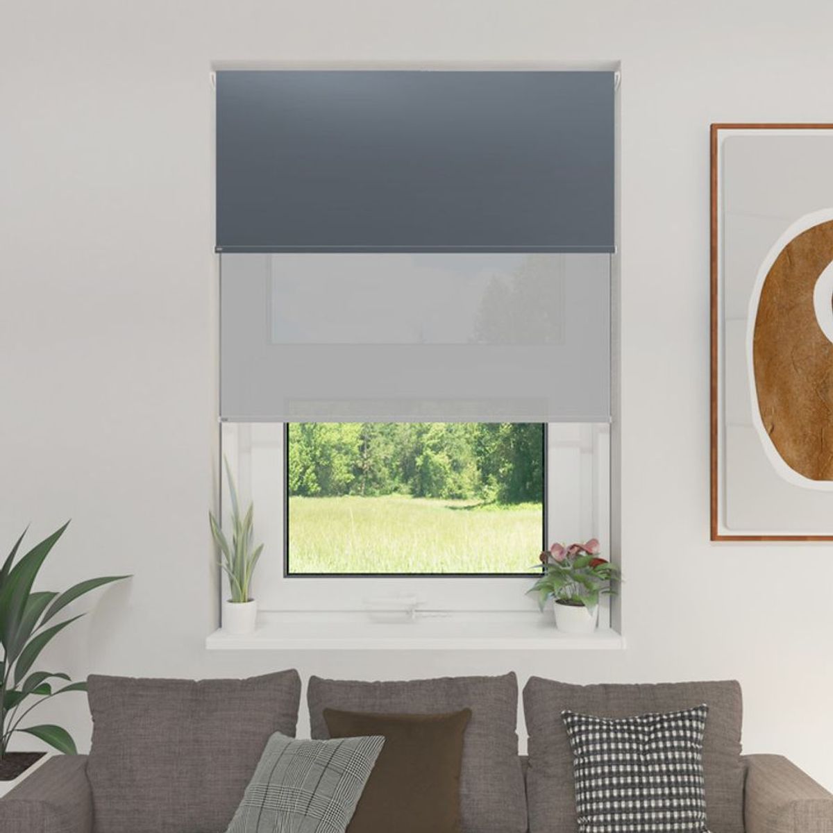 GENERICO - Cortina Roller Doble Blackout  Sunscreen 60x180 GRIS