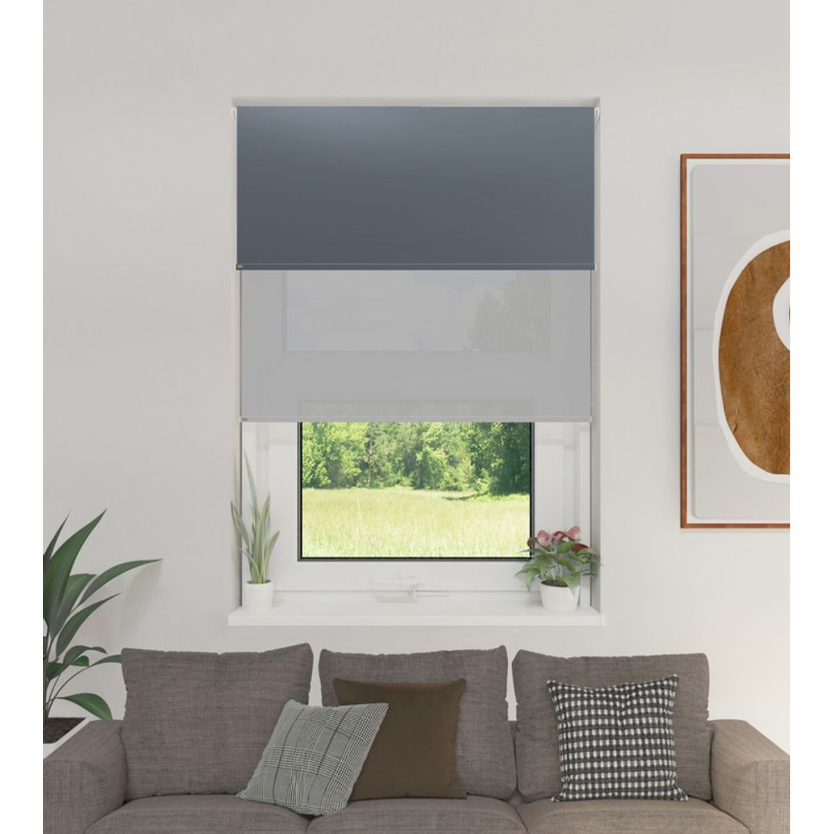 GENERICO - Cortina Roller Doble Blackout  Sunscreen 60x180 GRIS