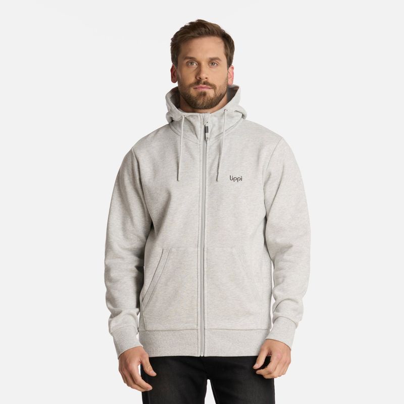 LIPPI - Polerón Hombre Ulmo Full Zip Hoody Sweatshirt Melange Gris Claro Lippi