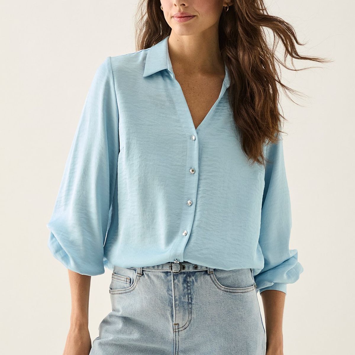 ASH - Blusa Manga Larga Celeste Mujer Ash