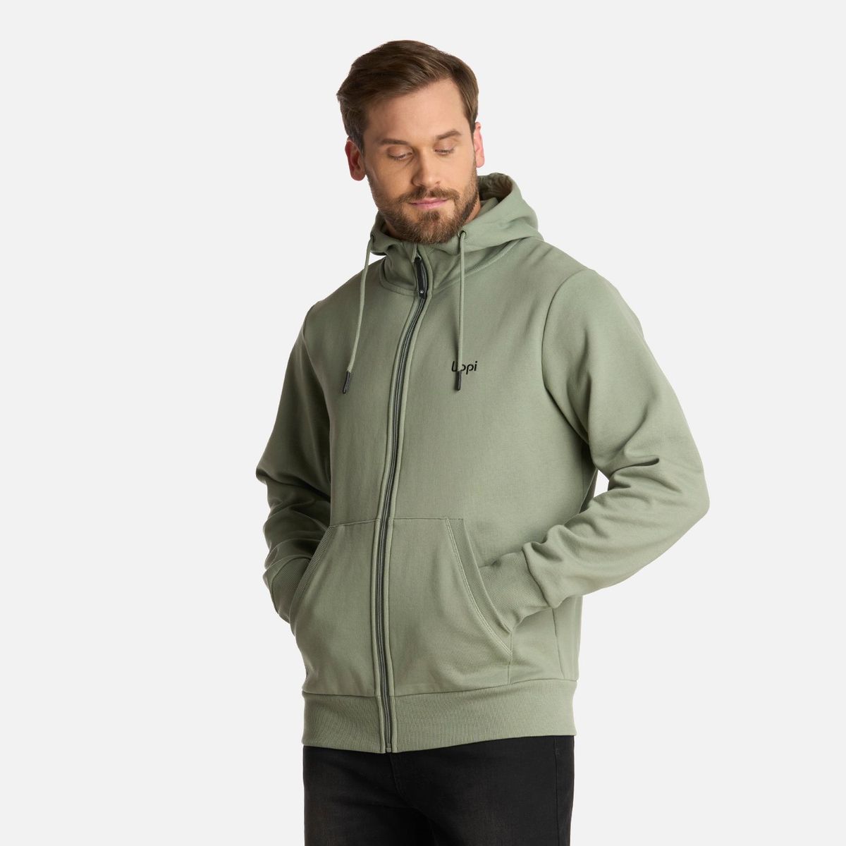 LIPPI - Polerón Hombre Ulmo Full Zip Hoody Sweatshirt Jade Oscuro Lippi