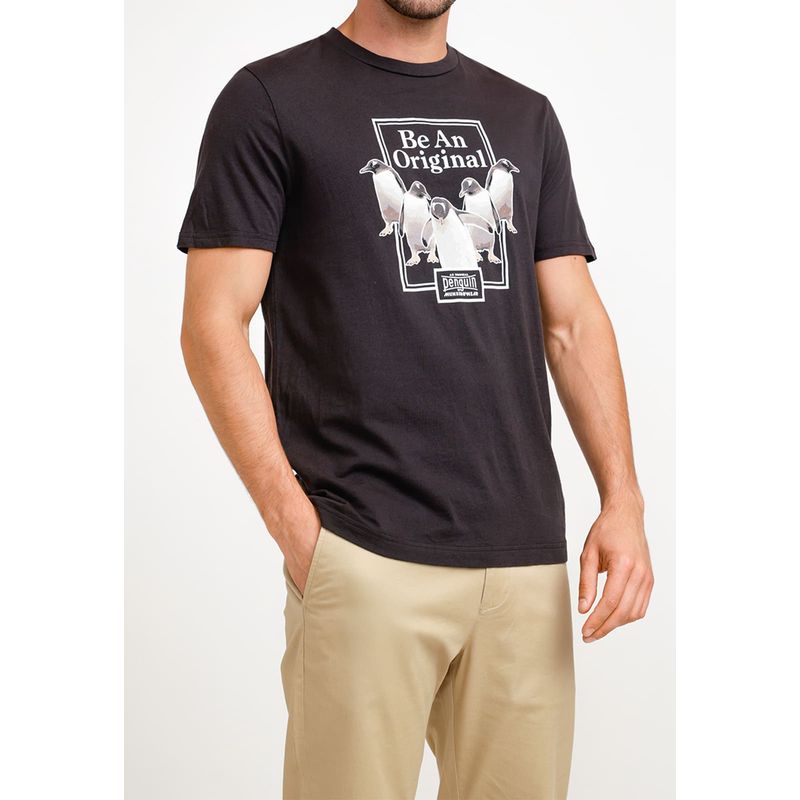 ORIGINAL PENGUIN - Polera De Hombre Algodón Estampado Negro Original Penguin